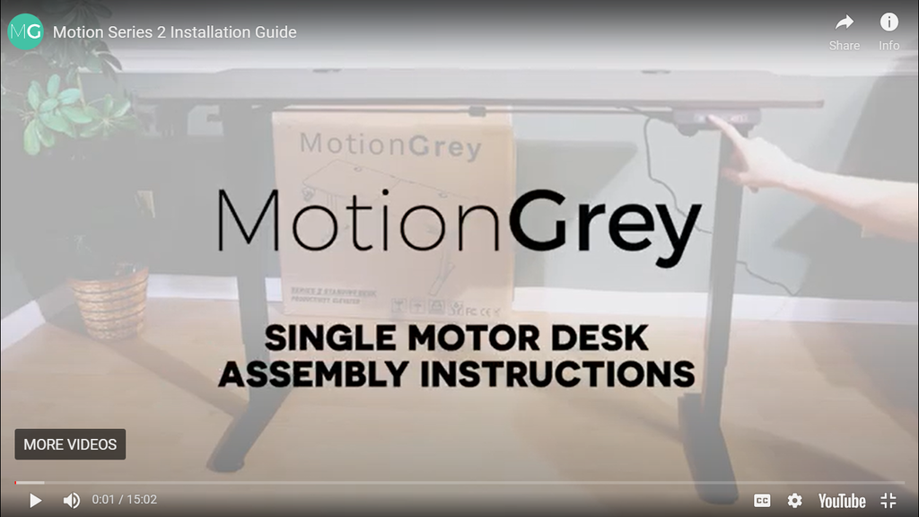 MotionGrey Ergo2 Series Single Motor Ergonomic Standing Desk - Installation Guide