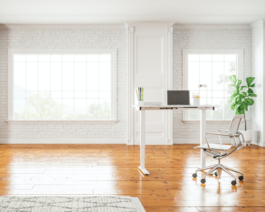 office space with a standing desk