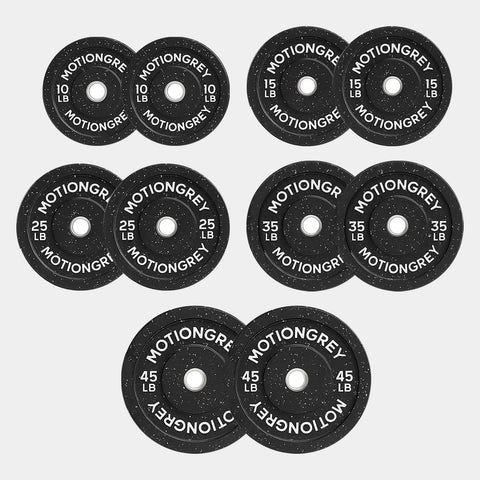 MotionGrey bumper weight plates in five available weights