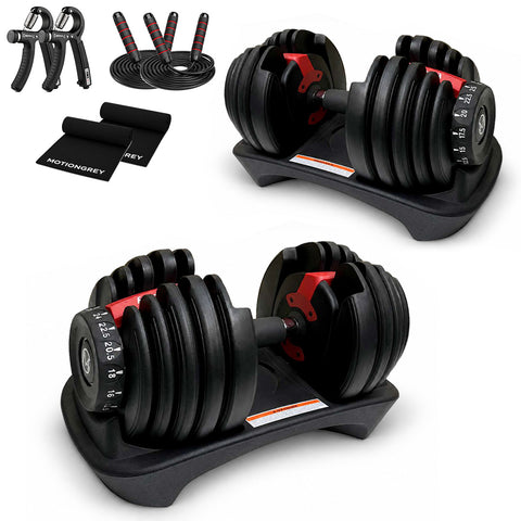 MotionGrey 52lb QuickLift Classic Adjustable Dumbbells