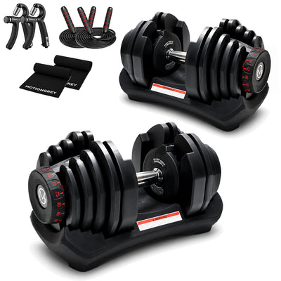 MotionGrey 90lb QuickLift Pro Adjustable Dumbbells