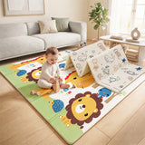 Baby playing on the Blessy double-sided foldable play mat with colourful animal and ocean designs