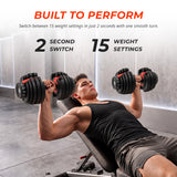 MotionGrey 52lb QuickLift Classic Adjustable Dumbbells