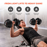 MotionGrey 90lb QuickLift Pro Adjustable Dumbbells