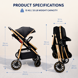 MotionGrey 4-Wheel Baby Stroller