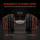 MotionGrey 90lb QuickLift Pro Adjustable Dumbbells