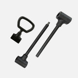 Black kettlebell handle and barbell connector components for adjustable dumbbells