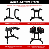 Four-step assembly guide for the adjustable dumbbell stand