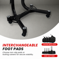 Dumbbell stand base with interchangeable locking casters and non-slip feet