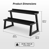 Kettlebell rack dimensions and product weight diagram