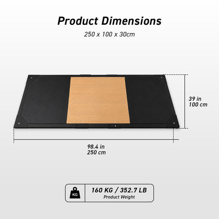 MotionGrey weightlifting platform dimensions and 160-kilogram product weight