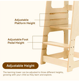 Adjustable platform and step heights on the Blessy Baby Learning Tower