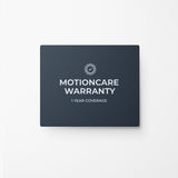 MotionCare warranty graphic showing one year of sitewide coverage