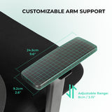 Close-up of the NovaCloud chair padded height-adjustable armrest
