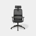 Black NovaCloud ergonomic office chair with mesh back and headrest, front view