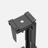 Close-up of the computer tower mount's adjustable top bracket