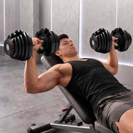 MotionGrey 90lb QuickLift Pro Adjustable Dumbbells