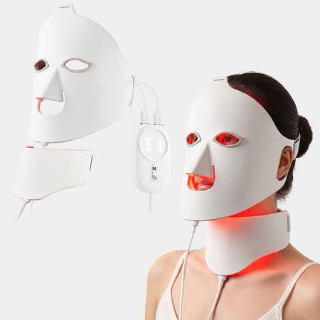 White LED light therapy face and neck mask with wired controller