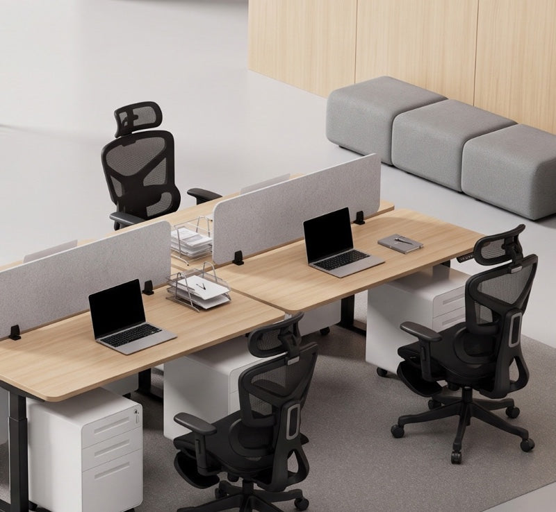 MotionGrey commercial workstation with standing desks and ergonomic chairs