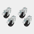 Set of four silver lockable table casters with black wheels