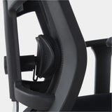 Close-up of the office chair adjustable lumbar support mechanism