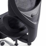 Close-up of the office chair breathable mesh and lumbar support